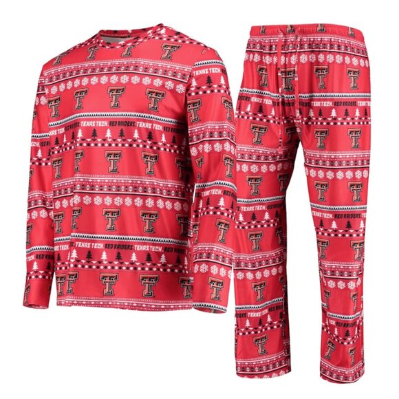 TEXAS TECH Concepts Sport Red Raiders Ugly Sweater Pajama Set Long Sleeve $65 XL - Picture 1 of 11